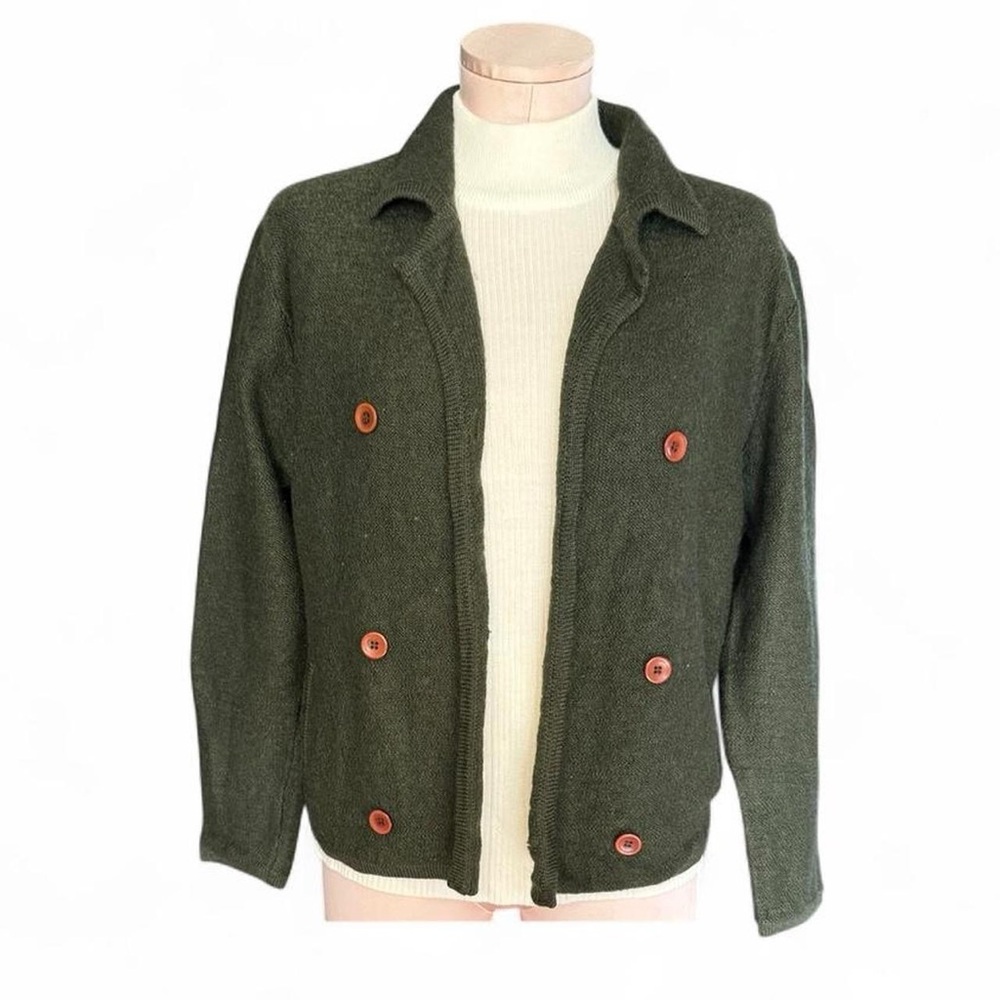 Vintage 90s Olive Green Pendleton 100% Wool Cardigan